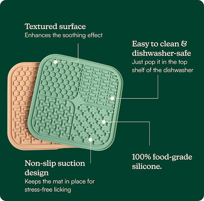 Reggie Silicone Lick Mat for Dogs | Anxiety Relief Slow Feeder, Treat Dispenser. Extends Mealtime for Fast Eaters | Dog Licking Mat w/Non-Slip Design with Suction Cups - BPA-Free Freezer Safe