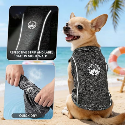 PETCARE Sun Protection Dog Shirts for Medium Dogs Quick Dry Soft Stretchy Dog T-Shirts with Reflective Label Tank Top Sleeveless Vest Pet Clothes, Athletic Fabric, Black, XXL (Chest 26" Length 19.7")