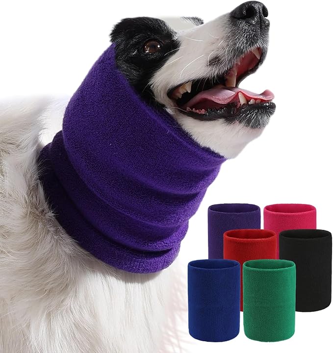 Dog & Cat Calming Band Cat Anxiety Relief Cover,Double Layer Thickened Pet Ears Elastic Neck Band Noise Cancelling Ear Muffs for Anxiety Relief/Noise Protection,Grooming,Thunder,Fireworks