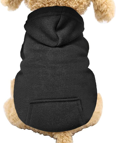 Jecikelon Soft Dog Hoodies for Small Dogs, Fleece Puppy Sweatshirt with Pockets, Warm Winter Cold Weather Coats for Pet Cat, Cute Clothes Puppy Costume (Black, X-Small)