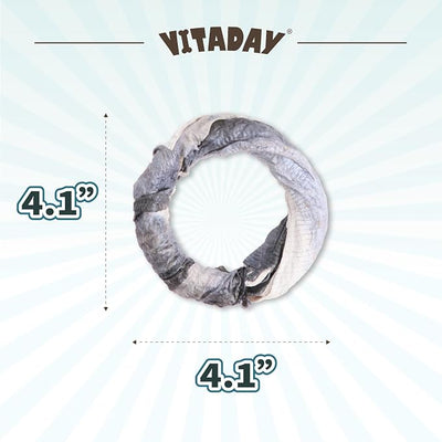 VITADAY 100% Fish Skin Dog Jerky Treats, Ring (L), 3 oz, 1-Pack | Natural dog jerky treats, rawhide alternative, 100% fish skin rich in collagen and omega-3, for all dogs, ring (L), 3 oz