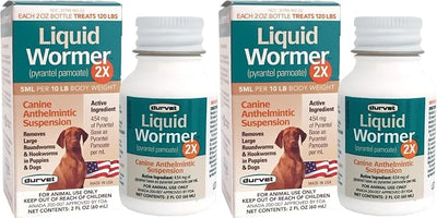 Durvet 2X Liquid Wormer, 2 oz, for Puppies and Adult Dogs - Pack of 2
