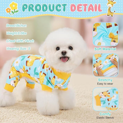 XPUDAC 4 Pieces Dog Pajamas for Small Medium Sized Dogs Stretchable Dog Pjs Soft Puppy Clothes Boy Girl Cats Pet Outfits, 2XL