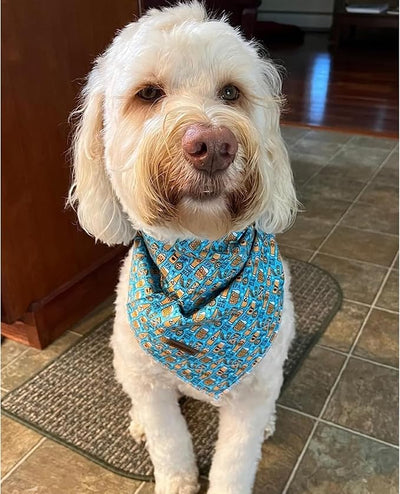 Lionheart glory Dog Bandana 1 Pack Washable Soft Blue Dog Scarf, Beer Print Boy Bandana Square Adjustable Dog Bandanas for Small Medium Large Dogs