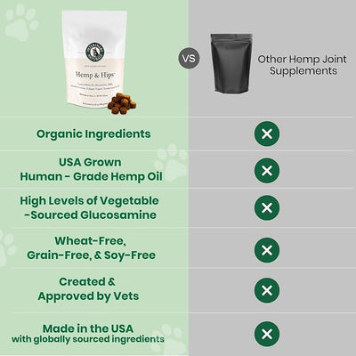 Veterinary Naturals Hemp & Hips Senior Large Breed Dog Joint Chews - 60ct | Vet-formulated joint support soft chews built specifically for aging large breed dogs.
