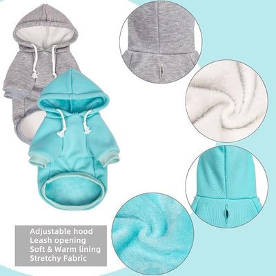 2-Pack Dog Hooded Sweaters & Jackets - Soft Dog Clothes Hoodie for Small/Medium/Large Dogs & Cats | All-Season Comfort & Fit, Stylish Pet Shirts Apparel & Accessories (Light Blue, Grey, Medium)