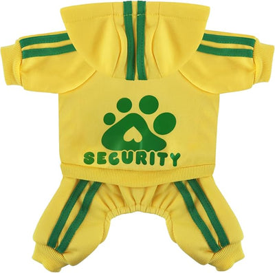 Dog Hoodie 4 Legs Jumpsuit, Yellow, XX-Small | Security Clothes, Soft & Warm, Pullover, Winter Clothes