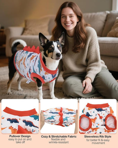 CuteBone Dinosaur Costume Dog Shirt, Stretchy Velvet T-Shirt Clothes for Small Dogs, Soft & Breathable Pet Tee Outfit Cat Apparel for Daily Wear, Cozy Pullover Design Puppy Fashion COSBX02XS
