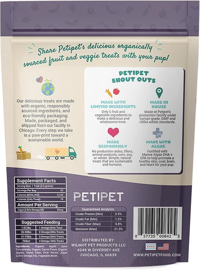Petipet Omega 3 for Dogs - Skin, Coat, Brain & Heart Health Supplement- For Dry, Itchy, or Flaky Skin - Allergies and Itch Relief Soft & Chewy Chews - DHA and EPA Omega 3 Fatty Acids from Marine Algae