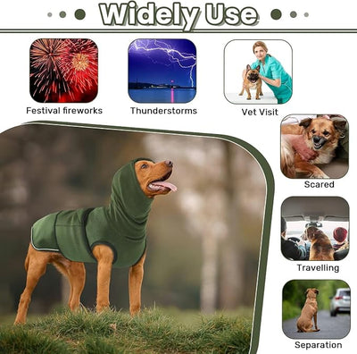 Dog Anxiety Vest with Hoodie,Breathable Dog Thunder Jacket for Thunderstorms,Fireworks,Vet Visits,Separation,Adjustable Calming Vest for Small Medium Large Dogs,Green,M