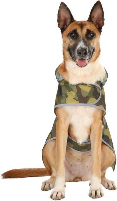 Dog Raincoat for Large Dogs Waterproof Jacket Hooded Rain Coats with Reflective Strips Leash Hole & Poncho Adjustable Fit (CamoDuck,XXL)