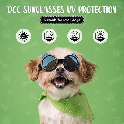 Enjoying Dog Goggles Extra-Small to Small Breeds, Dog Sunglasses UV Protection, Driving Eye Protection for Little Dogs, Breathable Windproof Dustproof Anti-Fog, Adjustable Straps, Panda Black