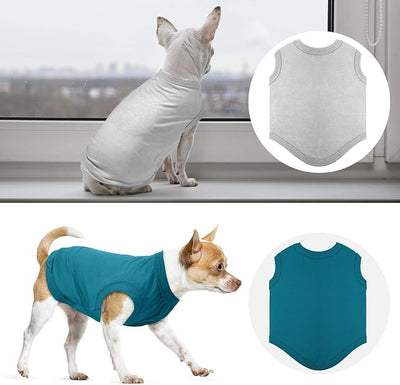 8 Pcs Winter Dog Shirts Pet Puppy Blank Clothes Soft Dog T-Shirt Breathable Plain Male Female Pet Shirts Cotton Puppy Clothes Outfit for Most Cats for Holiday Valentine's Day Outfit(L)