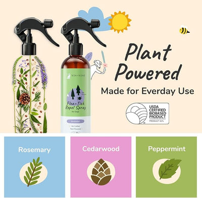 kin+kind Natural Flea and Tick Prevention for Dogs – Non-Greasy Coat Spray, Vet-Formulated, Lavender, 12 fl oz