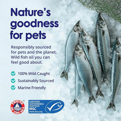 Wild Omega 3 Fish Oil for Dogs - Dog Fish Oil Liquid to Reduce Shedding & Itching - Supports Joints, Brain, and Heart Health - Fish Oil for Dogs Skin and Coat Supplement - Rich in EPA + DHA - 12oz
