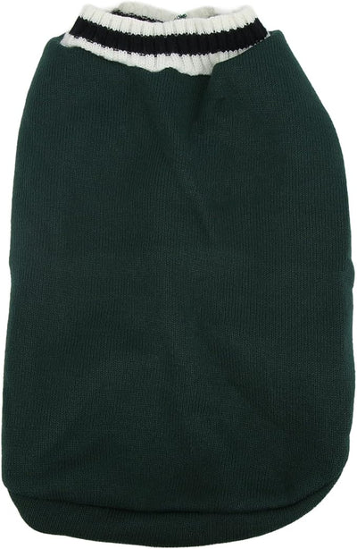 Pet Warm Coat, V Neck Striped College Uniform Pet Knitting Flocking Clothes Vest for Puppy Small Medium Dogs Autumn and Winter Apparel