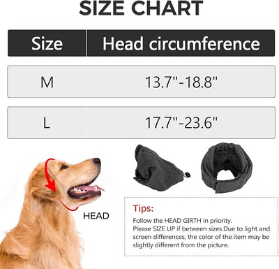 NACOCO Dog Calming Hoodie Adjustable - Anti-Slip Hematomas Noise No Shake Head Wrap Ear Covers Muffs for Dogs Anxiety Relief Noise Canceling Protection Fireworks Grooming Medium (Grey,M)