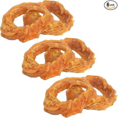 Ultra Chewy Turkey Tendon Rings for Dogs - Premium All-Natural Tendons, Hypoallergenic Treats, Easy to Digest, Alternative to Rawhide (6 Pack)