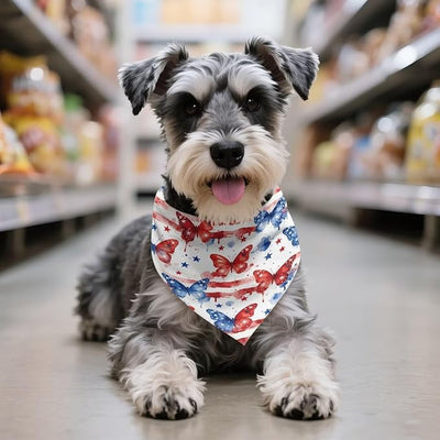 KEIAHUAN 250th Anniversary Dog Bandana American Flag Butterfly Triangle Reversible Pet Scarf Adjustable Dog Bibs for Boy and Girl