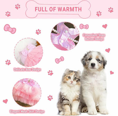 Dog Dresses, Fashion Pet Dog Clothes, Striped Mesh Puppy Dogs Princess Dresses (Pink, XX-Large)