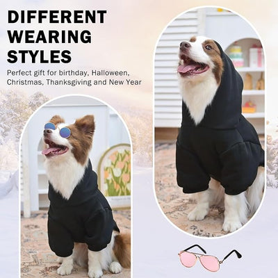 SCENEREAL Security Dog Hoodie Sweater for Large Medium Small Dogs, Embroidered Dog Clothes with Hat Pockets and Leash Hole, Soft Warm Fleece Pets Cold Weather Halloween Costumes for Boys Girls