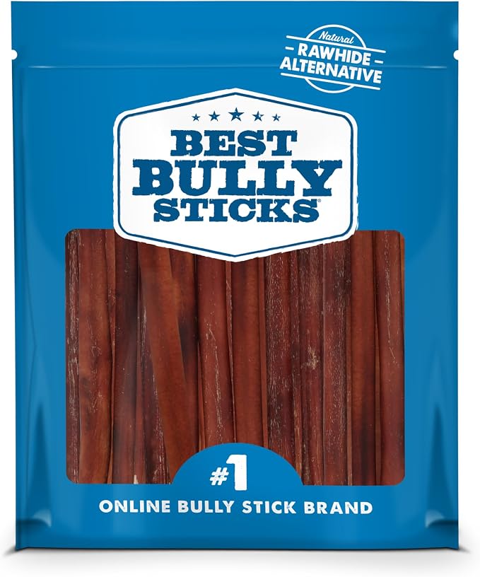 Best Bully Sticks 12 Inch Bully Sticks for Dogs - 50 Count (Pack of 1) - Natural, Easily Digestible, 100% Grass-Fed Beef, Grain and Rawhide Free