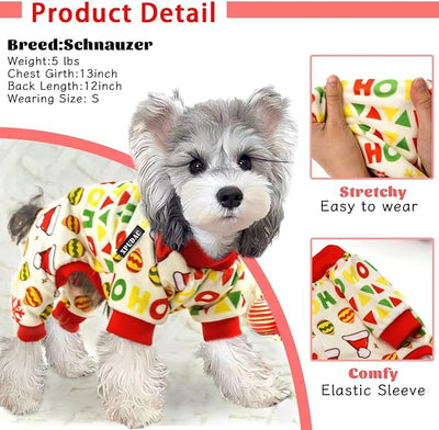XPUDAC 4 Pieces Dog Christmas Pajamas Santa Pet Clothes Cute Dog Pajamas Red Green XX-Large