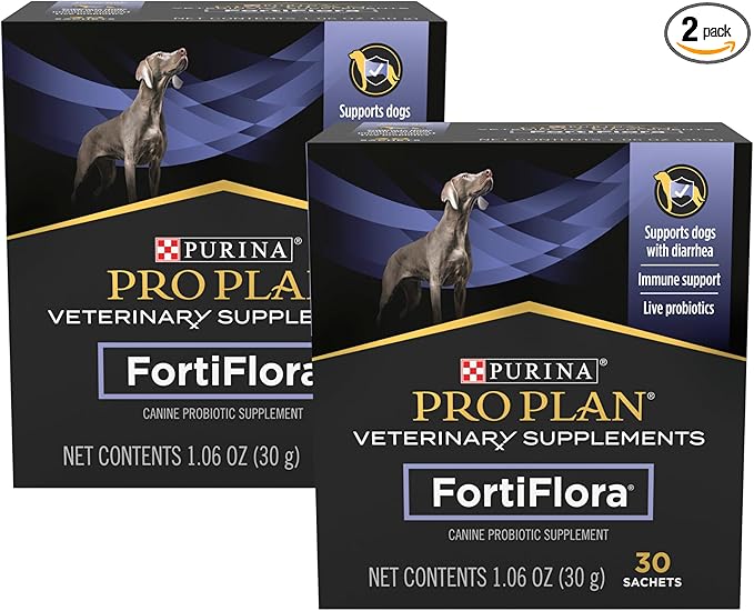 Purina Pro Plan Veterinary Supplements FortiFlora Dog Probiotic Supplement, Canine Nutritional Supplement 30 Ct. Box (Pack of 2)