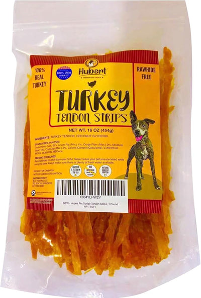 Hubert Pet Turkey Tendons for Dogs, Low Ingredient, Rawhide Free, 1 Pound