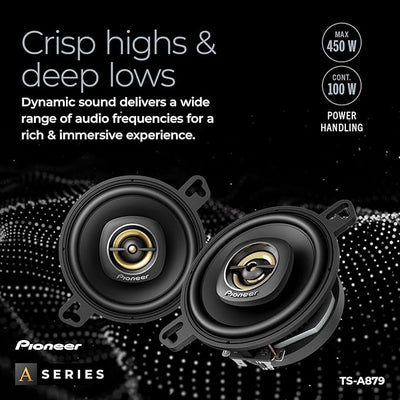 PIONEER A-Series Plus TS-A879 3.5” 2-Way Speakers (Pair) – 100W RMS, 450W Max, Balanced Sound + Smooth Treble, Great Stock Replacement, Easy Installation