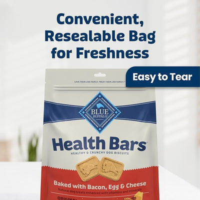 Blue Buffalo Health Bars Dog Biscuits Variety Pack (Bacon Egg Cheese, Apples & Yogurt, Pumpkin & Cinnamon) Healthy Dog Treats with No Artificial Flavors or Preservatives, 16 oz. Each (3 Bags)