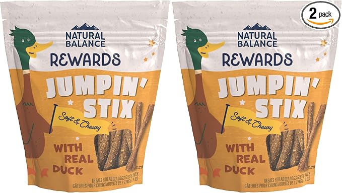 Natural Balance Limited Ingredient Rewards Jumpin' Stix, Grain-Free Dog Treats for Adult Dogs of All Breeds, Duck Recipe, 4 Ounce (Pack of 2)