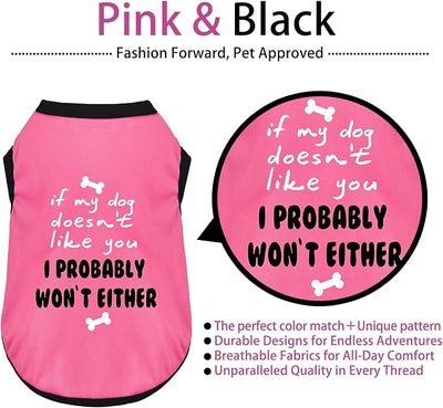 Color-Blocked Dog Tank Top with Playful Heat Transfer Designs – Lightweight Polyester Shirt for Small,MediumDogs, Perfect for Casual Outings.I Probably Won't Either Pink 2XL