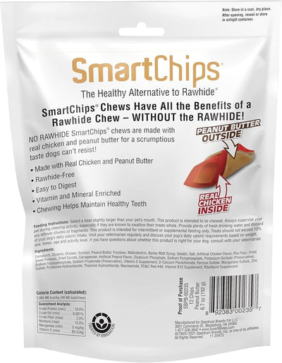 SmartBones SmartChips with Real Peanut Butter, Rawhide-Free Chews for Dogs, 12 Count