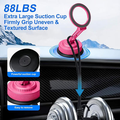 All-Metal Alloy Magnetic Suction Cup Car Phone Mount Holder Dash (Pink) | Strong Powerful Magnetic Heavy-Duty Suction Cup Windshield Dashboard Cell Mobile Phone Mount, Vehicle Bracket Holder for Car