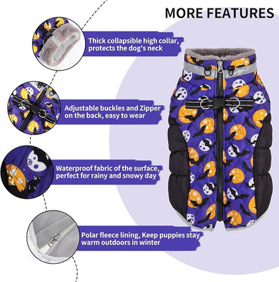 CuteBone Waterproof Thick Dog Winter Coat Doggie Jacket Warm Pet Clothes Comfortable Puffer Dog Vest for Small Medium Large Dogs with Harness Hole YRFN11S