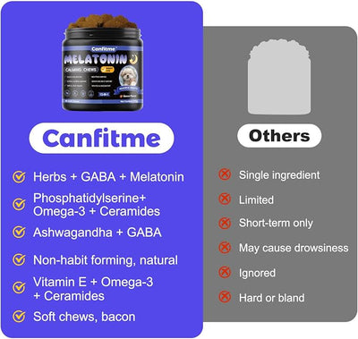 Melatonin for Dogs, 90 Chews Calming Treats for Small and Large Dogs with Valerian Root & L-Theanine for Sleep Aid & Emotional Support, Calming Treats for Stress Anxiety Relief, Barking