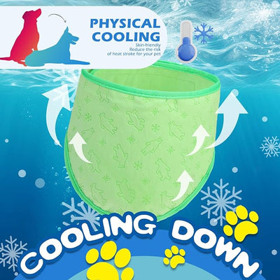 EXPAWLORER Dog Cooling Bandana - 2 Pack Instant Cooling Dog Bandanas, Chill Out Pet Cool Scarf Summer Essentials Ice Neck Cooler Wrap, Prevent Sunstroke for Small Medium Large Dogs, Purple Green XL