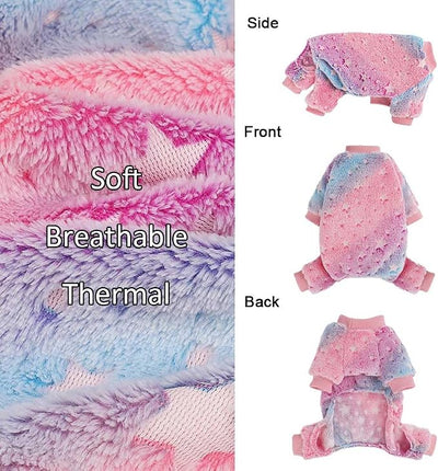 Sebaoyu Dog Pajamas for Small Dogs, Glow in Dark Tie Dye Unicorn Sweater, Super Soft Velvet Material Chihuahua Yorkie Tiny Clothes Outfits(X-Small,Star)