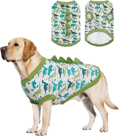 CuteBone Dinosaur Costume Dog Shirt, Stretchy Velvet T-Shirt Clothes for Medium Dogs, Soft & Breathable Pet Tee Outfit Frenchie Apparel for Daily Wear, Cozy Pullover Design Puppy Fashion COSBX03XXL