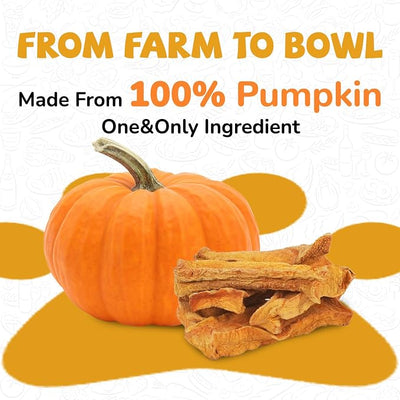 PAWUP Dog Treats, Dehydrated Pumpkin Slices, 100% Single Ingredient, Easy to Digest, Low Fat Dog Snacks for Small & Medium Dogs, Great for Sensitive Stomachs, 5.29 oz,14-16 Counts