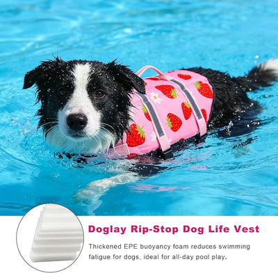 Doglay Dog Life Jacket, Dog Life Vest for Swimming Boating, Adjustable Puppy Life Jacket with Reflective Stripes, Superior Buoyancy Pet Swimming Vest for Small Medium and Large Dogs