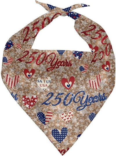KEIAHUAN Patriotic Dog Bandanas 250th Anniversary Dogs Cats Triangle Bibs Pet Scarf Adjustable Washable Dogs Neckerchief for Dogs Medium