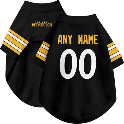 Pittsburgh Dog Clothes Jersey Style Personalized Pet T Shirt with Custom Name Number for Small Medium Large Dogs
