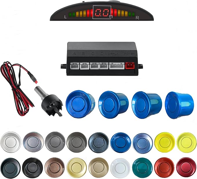 Parking Sensor Kit Backup Sensor Kit Reverse Sensor for Car 18 Color Options for Probes Adjustable Alarm Volume Professional Sensore de Reversa para Carro Safe Driving Assistant（Blue）