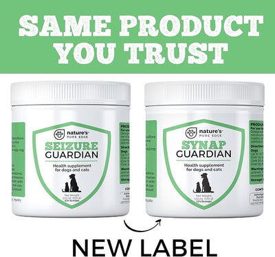 Synap Guardian -Formerly Seizure Guardian. Nervous System Support & Calming Care for Dogs– Relaxation Aid from a U.S.A. Company with Ashwagandha, Chamomile, Valerian & More, 100 g