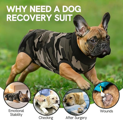 SAWMONG Recovery Suit for Dogs Female Male, Breathable Dog Onesie After Surgery Spay Neuter, Professional Dog Surgical Suit, Substitute Pet E-Collar Cone, Camouflage, X-Large