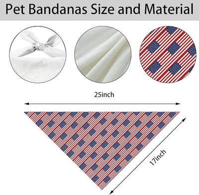 4th of July Dog Bandana, Patriotic American Flag Pet Triangle Scarf for BBQ Parade Party Outfit, Stripe Neckerchief for Small Medium Dogs, Puppy Gift