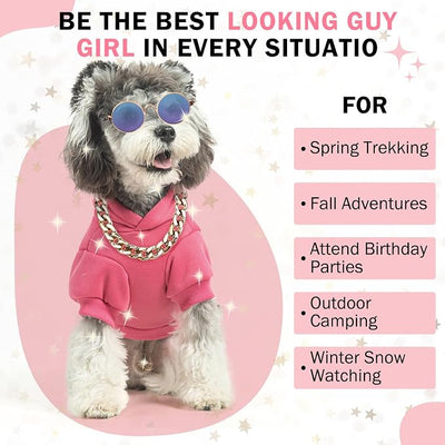 SCENEREAL Dog Hoodie Sweaters for Small Medium Large Size Dogs, Fleece Dog Sweatshirt with Hat and Pocket,Soft Cold Winter All Weather Dog Clothes for S to XL Sized Dogs, Pink XL