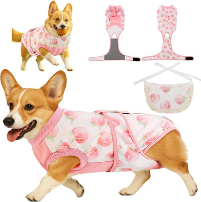 Surgery Recovery Suit for Female/Male Dog After Spay/Neuter, Bandana Set Included, Substitute E-Collar & Cone Anti Licking Wounds, Medium/Large/Small Dogs Full Body Surgical Suits, Medical Pet Onesie